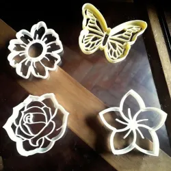 x4 Primavera - flores y mariposa cortantes de galleta masa