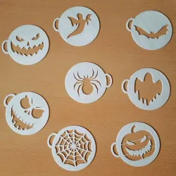 8 stencils for Halloween - spider, pumpkin, ghost, skull