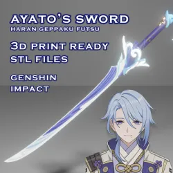 Ayato Sword Genshin Impact -- Haran Geppaku Futsu -- Sliced Print Ready