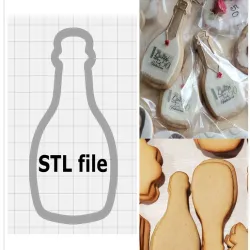 Champagne Bottle Cookie Cutter STL file