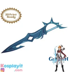 Genshin Impact - Childe/Tartaglia Single Sword - Digital 3D Model Files - Divided for 3D Printing - Childe Cosplay