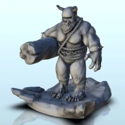 Horned orc with tree trunk 7 - Troll Warhammer resin Age of Sigmar Figures 28mm 32mm 15mm