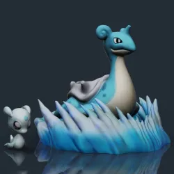 Lapras Flowerpot + Base + Lapras Baby