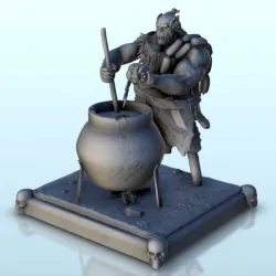 Orc cook with pot 8 - Troll Warhammer resin Age of Sigmar Figures 28mm 32mm 15mm