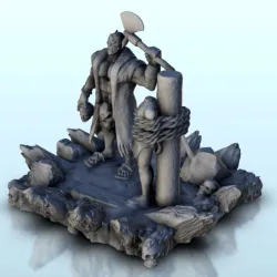 Orc execution scene on human body 6 - Troll Warhammer resin Age of Sigmar Figures 28mm 32mm 15mm