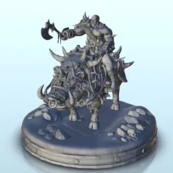 Orc hero with axe on boar 4 - Troll Warhammer resin Age of Sigmar Figures 28mm 32mm 15mm