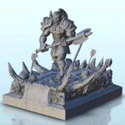 Orc hero with axe on bone platform 10 - Troll Warhammer resin Age of Sigmar Figures 28mm 32mm 15mm
