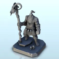 Orc lord with animal head staff 5 - Troll Warhammer resin Age of Sigmar Figures 28mm 32mm 15mm