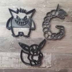 Pokemon Set Cookie Cutter 3 Pieces / Gengar / Onix / Eevee Evoli