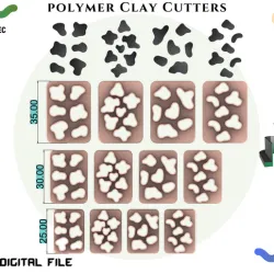 Polymer Clay Cutter /4 different cow cutter designs *3 Sizes /Digital .STL File * File For Use In A 3D Printer