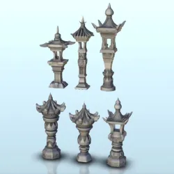 Set of six Chinese scuplt lamps 2 - China Asia Japan Warhammer Age of Sigmar