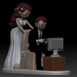 WEDDING CAKE TOPPER GAMER + HAPPY BRIDE 2