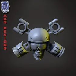 Biker skull v7 Bas relief