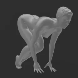 Busty woman doggy pose