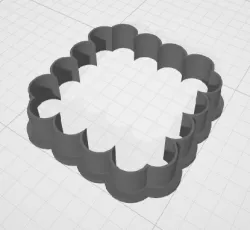 Cookie and fondant cutter with square shape with ruffles - 5 sizes