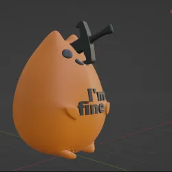Cute cat "I'm fine", with sword on his forehead