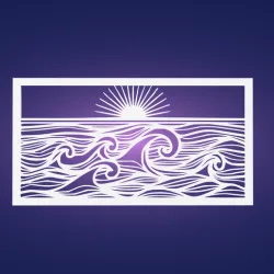 Decorative mural, wall decoration, panno, sun and sea