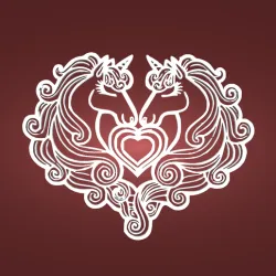 Decorative mural, wall decoration, unicorns, heart