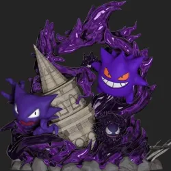 Diorama Pokemon Gengar, gastly and Haunter