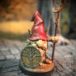 Gonk Gnome with Polearm, Tabletop RPG Miniature or Figurine