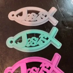 Jesus + fish keychain