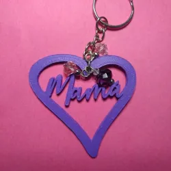 Mom Heart Keychain