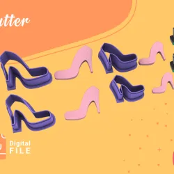 POLYMER CLAY CUTTERS HEELED SHOES CUTTERS, MADE IN 4 SIZES AND 2 VERSIONS CUT/EULITEC.COM/CC/COPYRIGHTED LICENSE