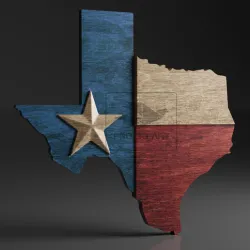 Texas Map - Flag Mix Straight - CNC Files For Wood, 3D STL Model