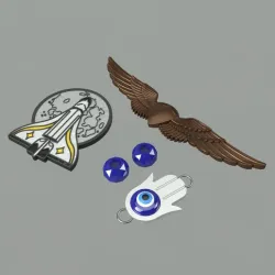 The Last of Us Ellie pins and accessories 3D models set. Video game, props, cosplay