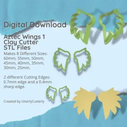Aztec Wings 1 Cutter - STL Digital File Download- 8 sizes and 2 Cutter Versions