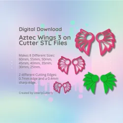 Aztec Wings 3 Cutter - STL Digital File Download- 8 sizes and 2 Cutter Versions