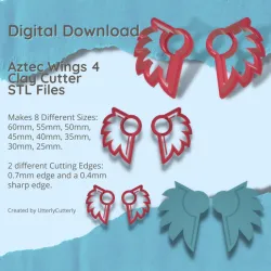 Aztec Wings 4 Cutter - STL Digital File Download- 8 sizes and 2 Cutter Versions