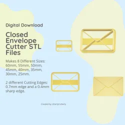 Closed Envelope Clay Cutter - STL Digital File Download- 8 sizes and 2 Cutter Versions