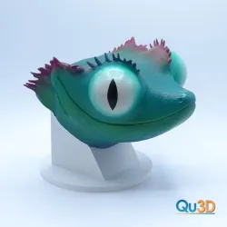 Crown gecko - comic head model 3D- STL print file- high polygon