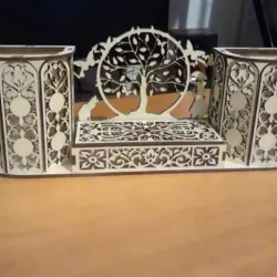 desktop decorative pen holder laser cutting file cdr svg dxf file for laser cutting