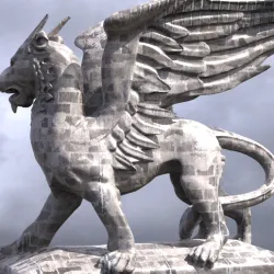 Flying Aslan Baroque Statue
