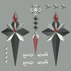 Genshin Impact Fatui Harbingers A Winter Night Lazzo teaser base accessories set. Video game, props, cosplay