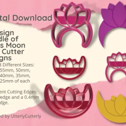 Lotus Moon 1 & 2 Clay Cutter - Celestial STL Digital File Download- 8 sizes and 2 Cutter Versions