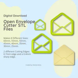 Open Letter Envelope Clay Cutter - STL Digital File Download- 8 sizes and 2 Cutter Versions