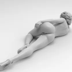 Sexy Nude Female Girl Lying of Floor Pose