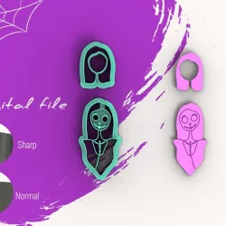 Skeleton Girl Clay Cutter | Digital STL File | 4 Sizes | 2 Cutter Versions