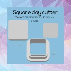 Square clay cutter | Digital STL file | sharp cutter | 7 sizes | polymer clay cutter | Square 1