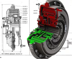 3D Soviet tank T-55 main clutch solid model 3D model