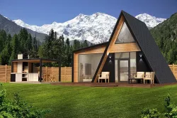 A-frame cabin and outdoor kitchen furniture 3D model Low-poly  3D model
