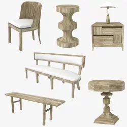 Custom made wood furniture 3D model