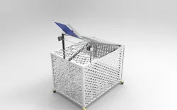 dog cage with solar electric gates.