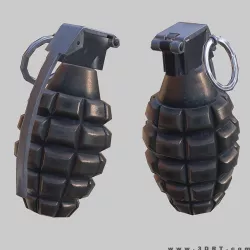 Frag grenade animated Low-poly  3D model