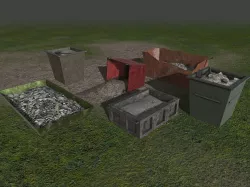 Garbage scrap containers - PBR - lowpoly - collection of 6 Low-poly  3D model