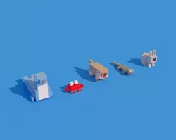 Low Poly Animals Seal Crab Rabbit Low-poly  3D model