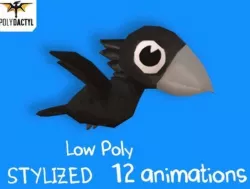 Low Poly Toon Crow Low-poly  3D model